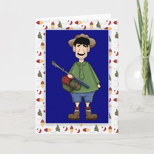 Fiskare 4 Fars dag Tomt gratulationskort Kort (Framsida)