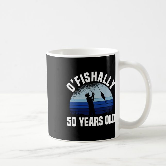Fiskare 50 år Fisktant 50-årspresent Fiskebåtspres Kaffemugg (Höger)