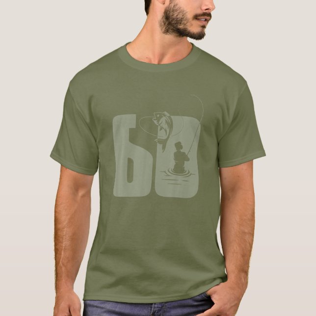 Fiskare 60 Födelsedag Grön T Shirt (Framsida)