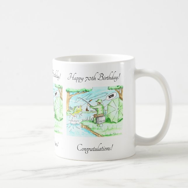 Fiskare 70-års födelsedagskaffemugg kaffemugg (Höger)