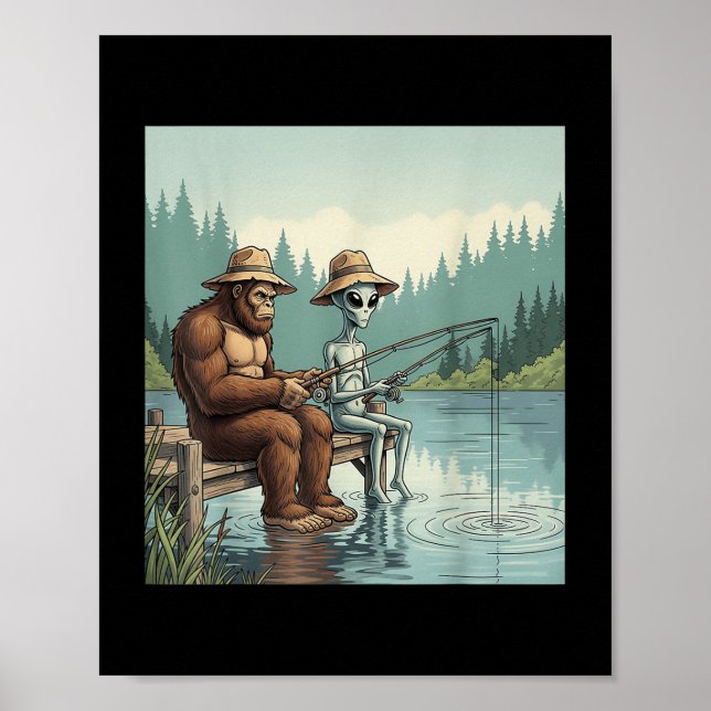 Fiskare av asquatch-fiske, utlänning Bigfoot Poster (Framsidan)