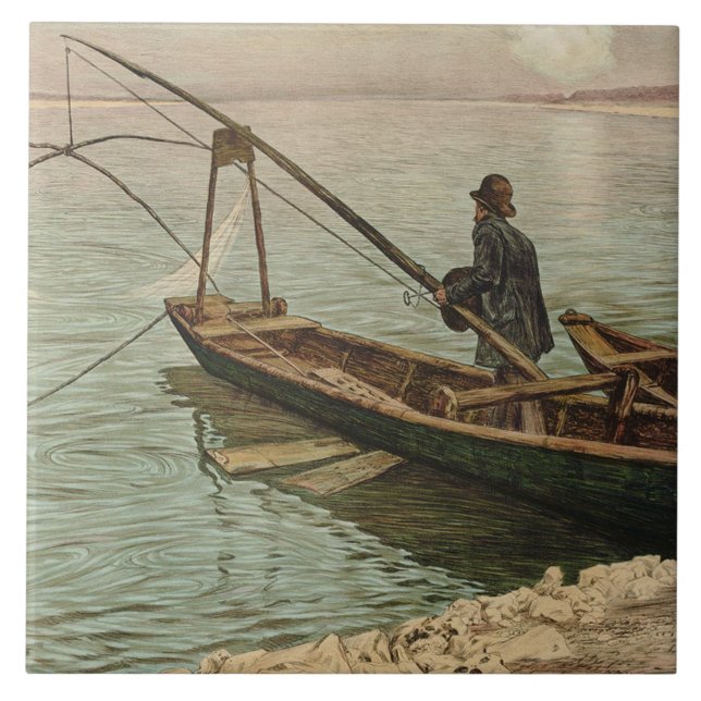 Fiskare (av Max Kurzweil) Kakelplatta (Framsidan)