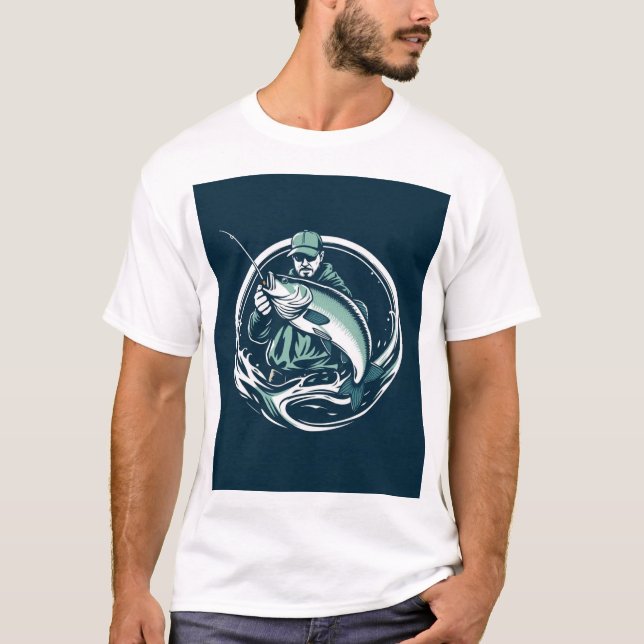 Fiskare Badge Style Fish Whisperer T-shirt (Framsida)