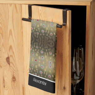 Fiskare Brook Trout Fish Olive Black White Rust Kökshandduk