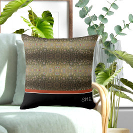 Fiskare Brook Trout Fish Olive Black White Rust Kudde