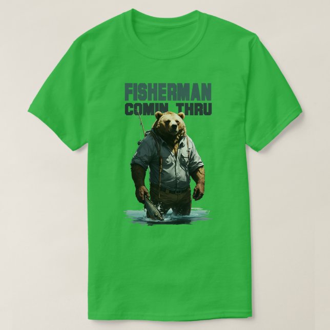 Fiskare Comin Thru Kodiak Bear T Shirt (Design framsida)