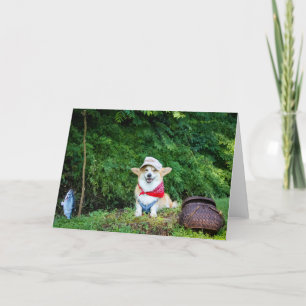 Fiskare Corgi blank hälsning Kort