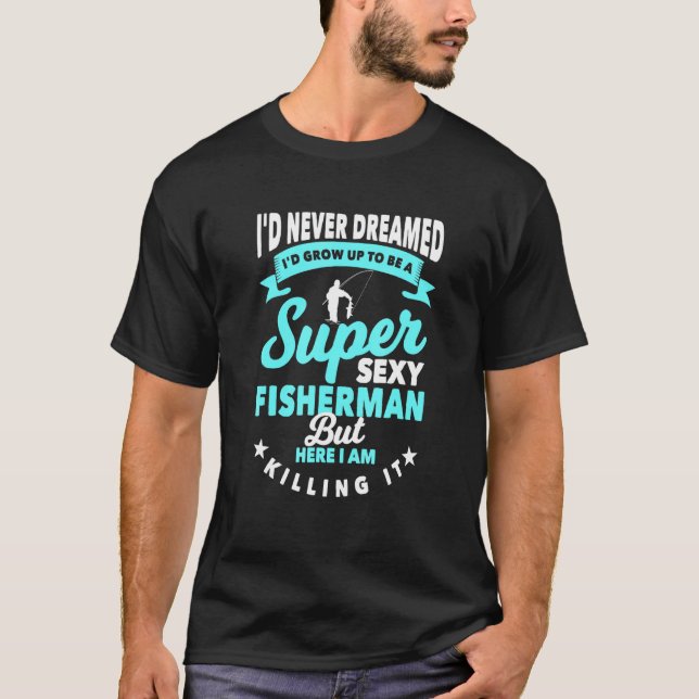 Fiskare Design Med Fiskespö Fisk Fiskare T Shirt (Framsida)