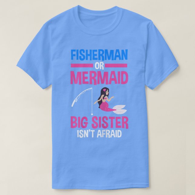 Fiskare eller Sjöjungfru Big Sister Gender Reveal T Shirt (Design framsida)