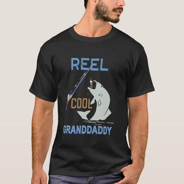 Fiskare Farfar Rolig Rulle Cool Farfar Fisk T Shirt (Framsida)