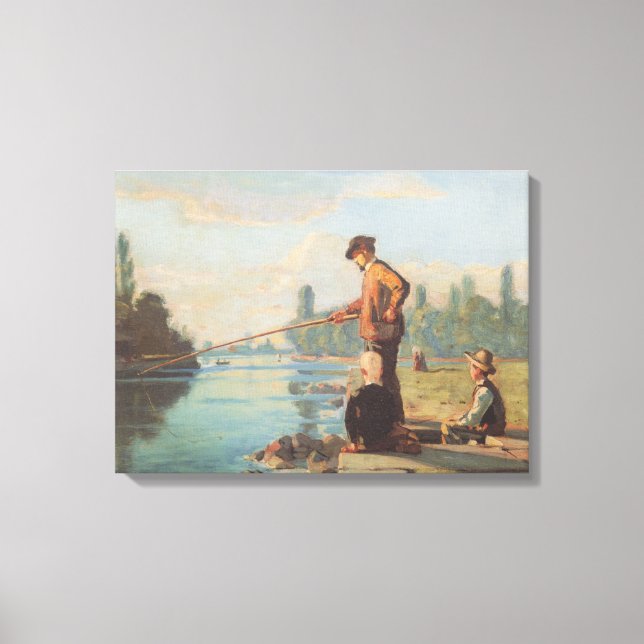 Fiskare (fiske utomhus) (Angling) (Floden) Canvastryck (Framsida)