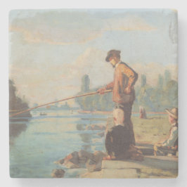 Fiskare (fiske utomhus) (Angling) (Floden) Stenunderlägg