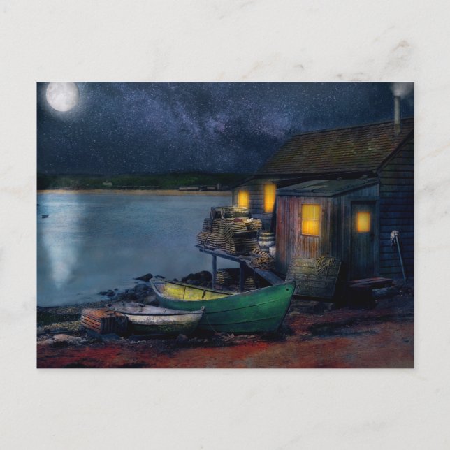 Fiskare - Fiskearbetarens kabin 1915 Vykort (Framsida)