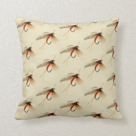 Fiskare - Flygfisket Trout flyger vattenfärgsrutor Kudde