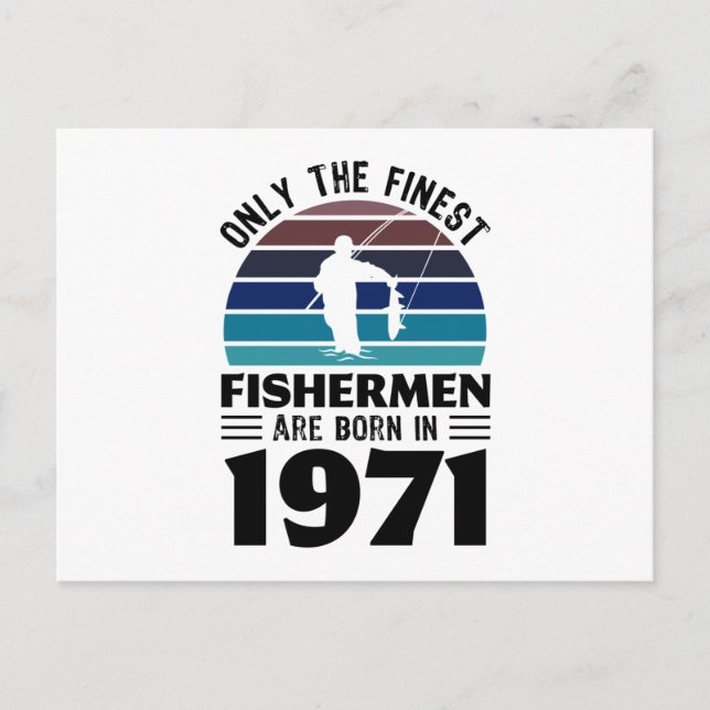 Fiskare födda 1971 50:e födelsedagskorgen vykort (Framsida)