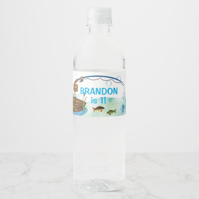 Fiskare födelsedag för icke-fisk-småfiskare vattenflaskor etikett (Framsida)