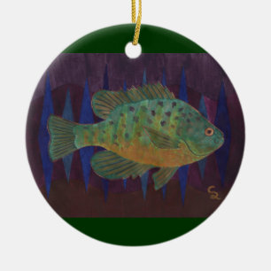 Fiskare fröjd julgransprydnad keramik