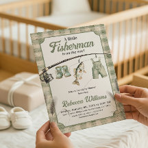 Fiskare Gingham Tvättpinne Fiske Bebis Shower
