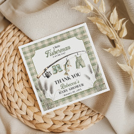 Fiskare Gingham Tvättpinne Fiske Bebisens Första F Pappersservett