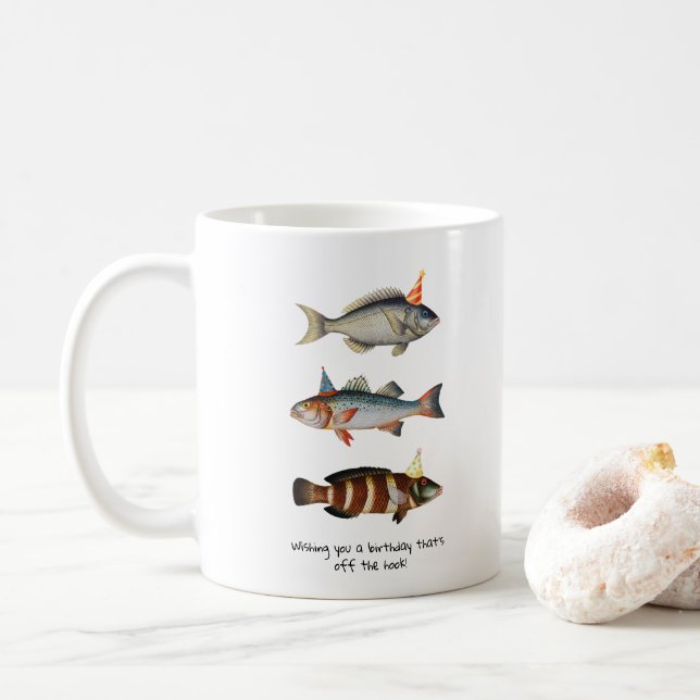 Fiskare: Hat Roligt Birthday Kaffemugg (Med munk)