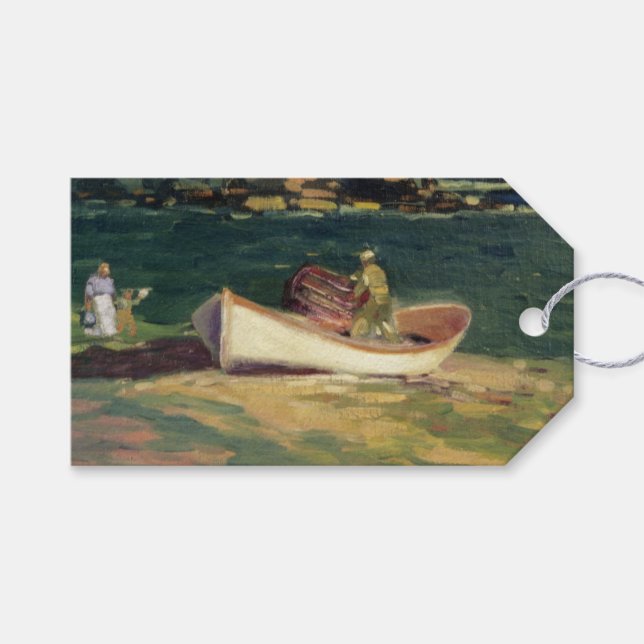 Fiskare i Cape Elizabeth (Maine, USA) Presentetikett (Framsidan (Horisontell))