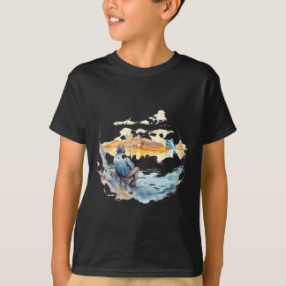 Fiskare i europeisk stad avslappnande fiske Art Gr T Shirt