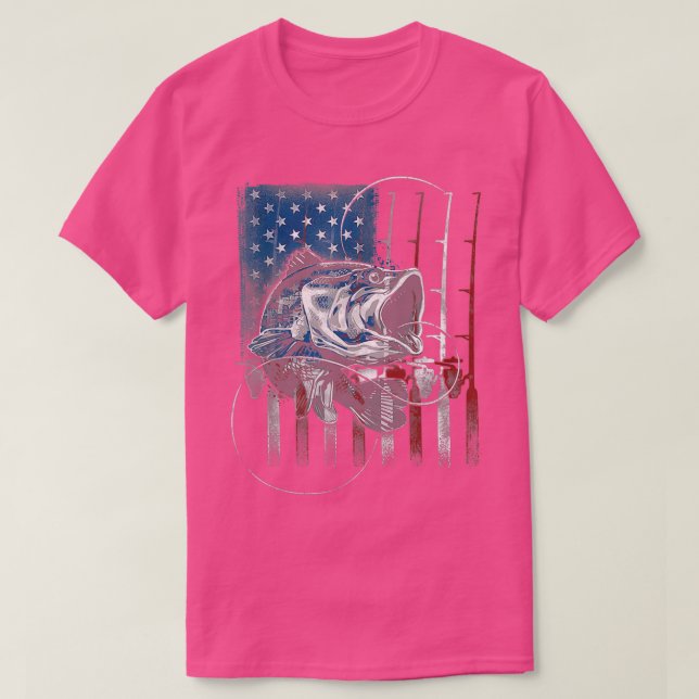 Fiskare i fiskbestånd i USA:s Flagga T Shirt (Design framsida)