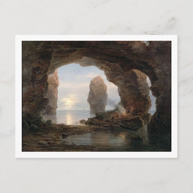 Fiskare i Grotto, Helgoland, 1850 (olja på burk) Vykort (Framsida)