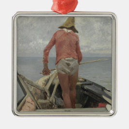 Fiskare i hans båt (av Vincenzo Caprile) Julgransprydnad Metall