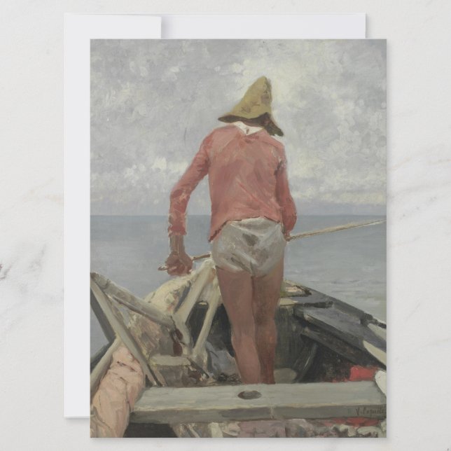 Fiskare i hans båt (av Vincenzo Caprile) Kort (Framsida)