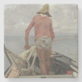 Fiskare i hans båt (av Vincenzo Caprile) Stenunderlägg