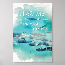 Fiskare i Manar Matthew 4:19 Bible Verse Följ mig Poster