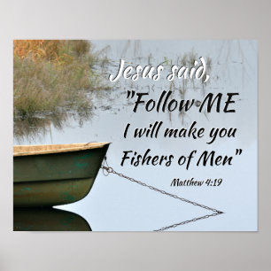 Fiskare i Manar Scripture, Matthew 4:19 Bible Vers Poster