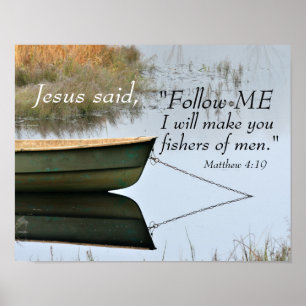 Fiskare i Manar Scripture, Matthew 4:19 Bible Vers Poster