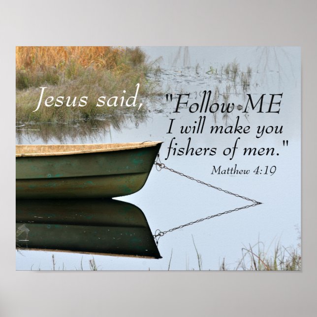 Fiskare i Manar Scripture, Matthew 4:19 Bible Vers Poster (Framsidan)