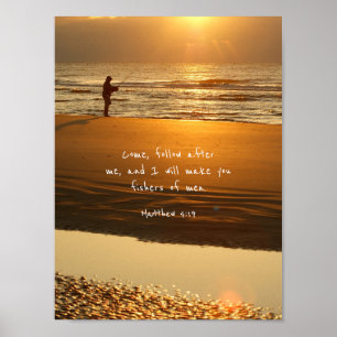 Fiskare i Manar Sunrise Beach Poster Skriv ut