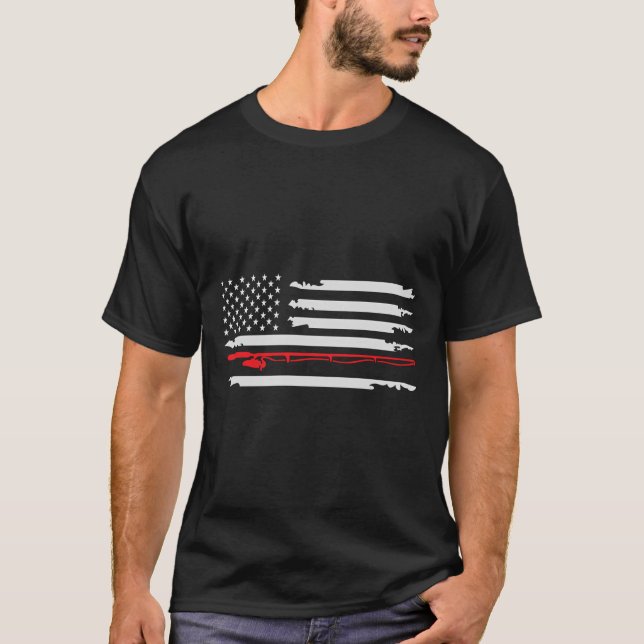 Fiskare i USA flagga Amerika, torkad fiskare T Shirt (Framsida)