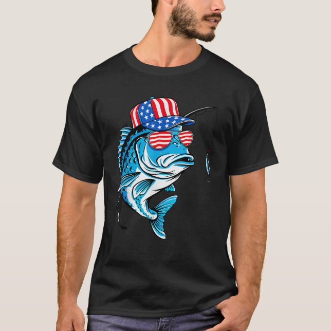 Fiskare i USA flagga Amerikanska fisken Älskare Fi T Shirt (Framsida)
