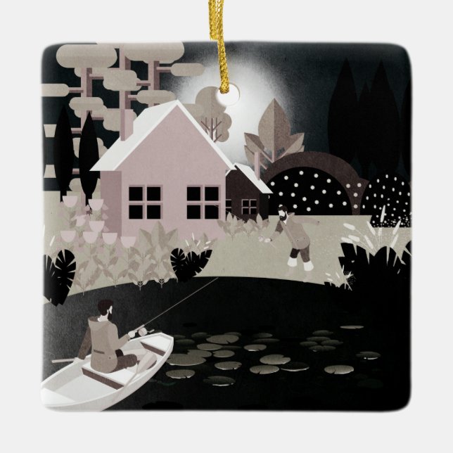 Fiskare Julgransprydnad Keramik (Framsida)