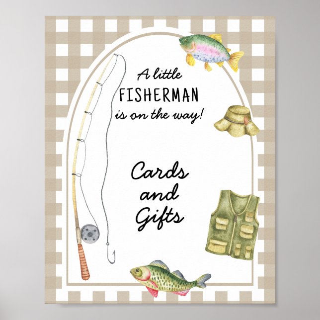 Fiskare - kort och presenter baby shower poster (Framsidan)