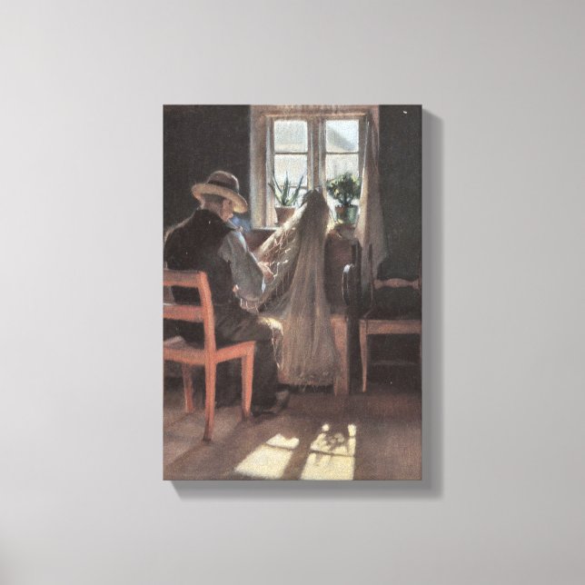 Fiskare Kræ n Wollesen Mending the Net by Ancher Canvastryck (Framsida)