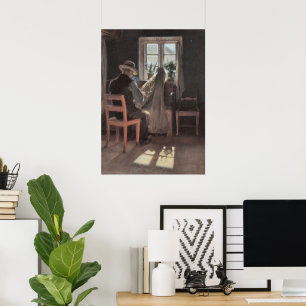 Fiskare Kræ n Wollesen Mending the Net by Ancher Poster