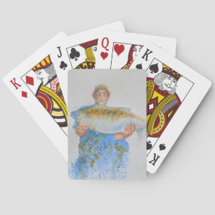 Fiskare - målarfärg - fiskegåva till honom casinokort