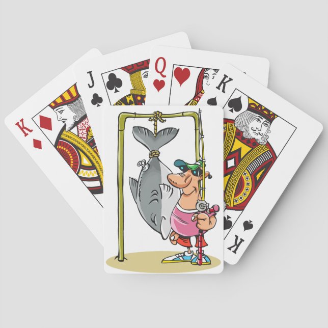 Fiskare med fångstkort spel kort (Baksidan)