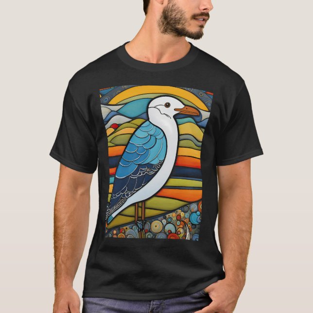 Fiskare med mås t shirt (Framsida)