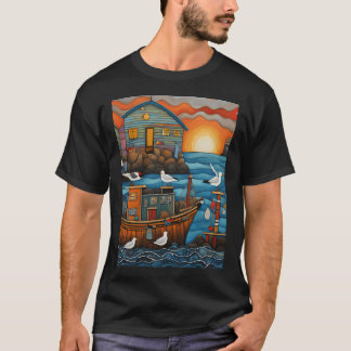 Fiskare med mås t shirt