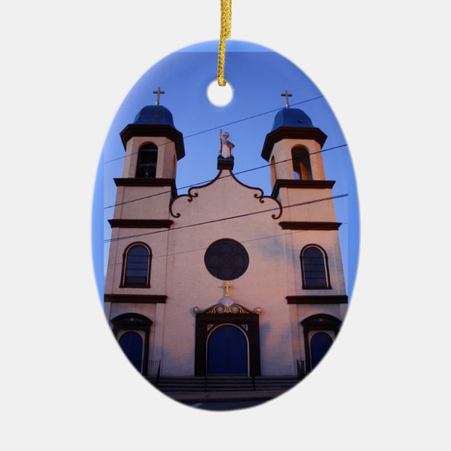 Fiskare minnesmärke julgransprydnad keramik (Framsidan)