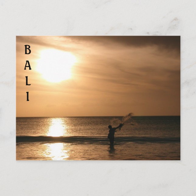 Fiskare mot solnedgången vykort (Framsida)