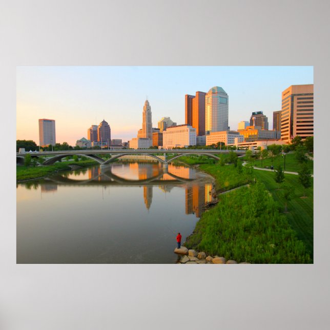 Fiskare och Columbus Skyline, Ohio Poster (Framsidan)