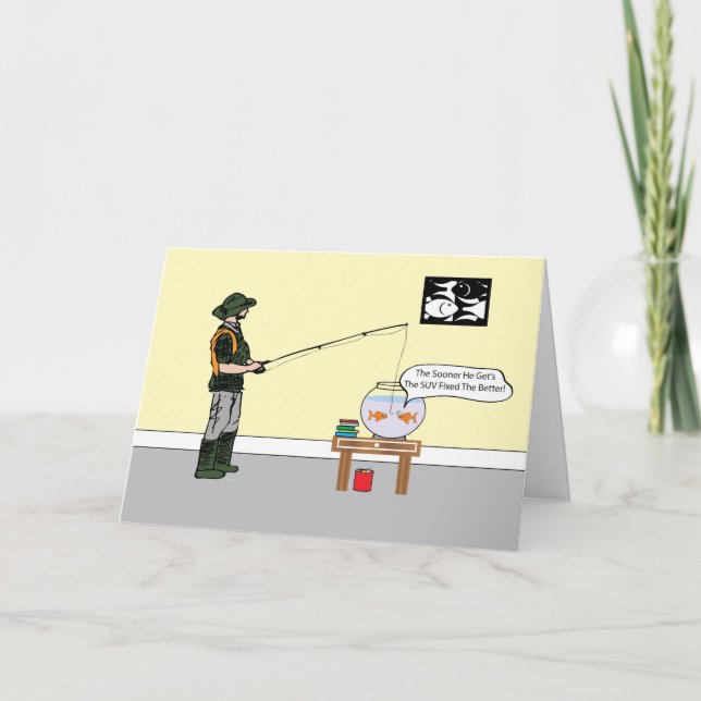 Fiskare och fiskarnas födelsedagskort kort (Framsida)